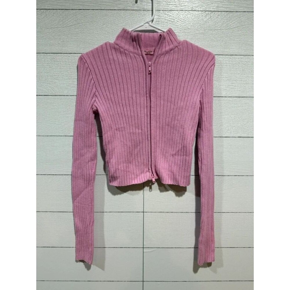 John Galt Pink Full Zip Sweater OS